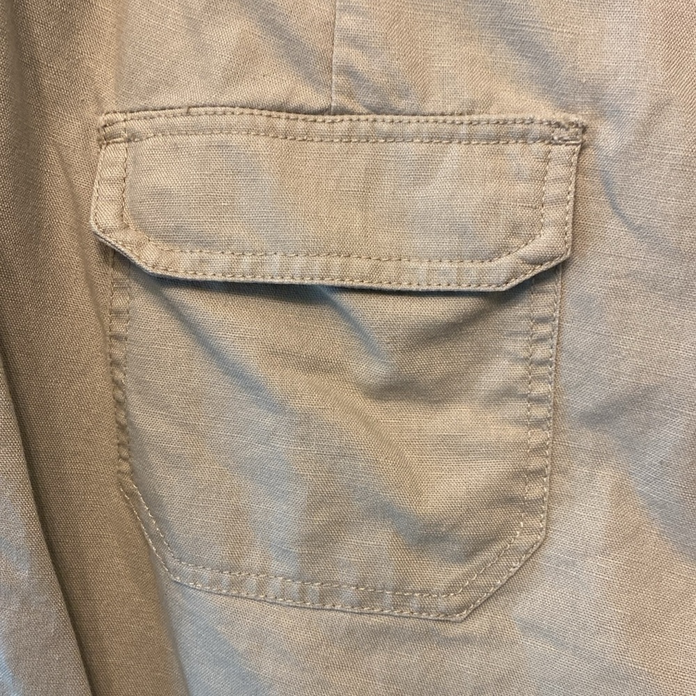 J Crew City Fit Cargo Pants Linen Cotton Draw String Pocket Flat Front Khaki 10 - Picture 5 of 8